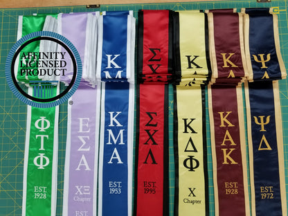 Custom Embroidered Greek Stole - Fraternity, Sorority, Officially Licensed, perfect personalized Keepsake for your College Graduate.