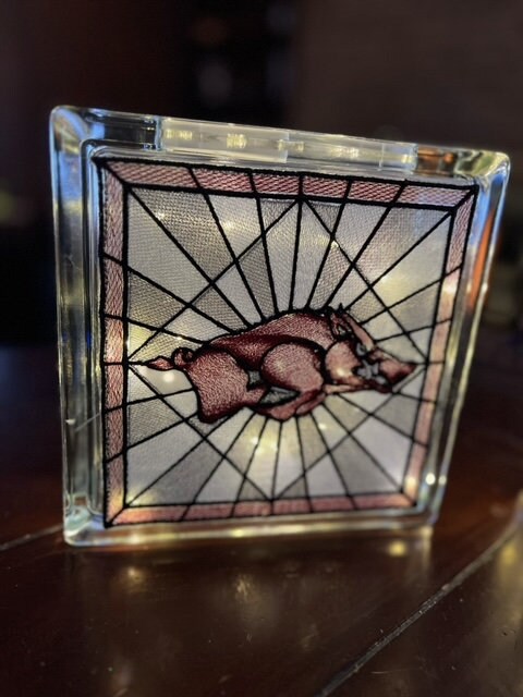Arkansas Razorback Glass Block Decor