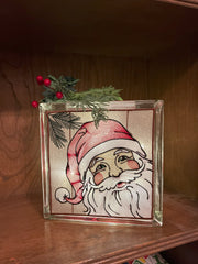 Santa 7.5 x 7.5 Glass Block w/lites