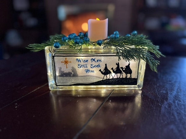 Wise Men Nativity Shadow Glass Block