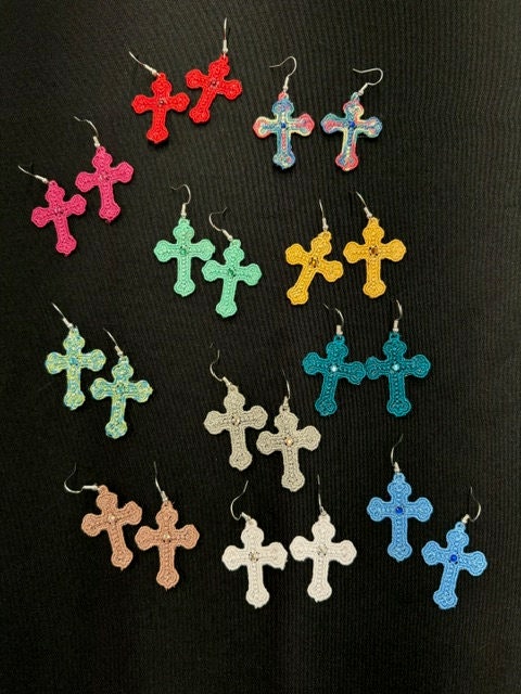 Cross with Rhinestone Earrings